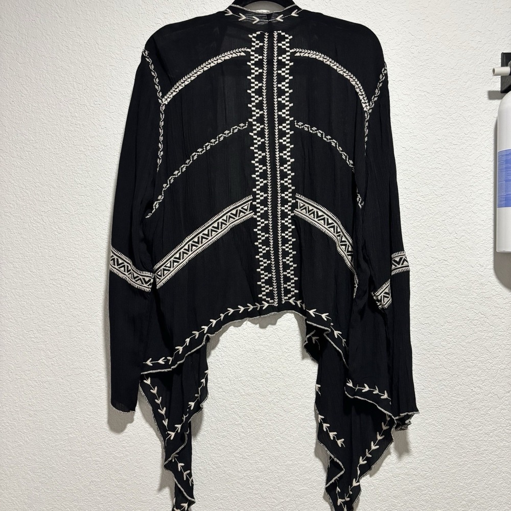 The Pyramid Collection Cardigan Kimono Jacket 1x Embroidered Pockets Bohemian - Picture 6 of 13